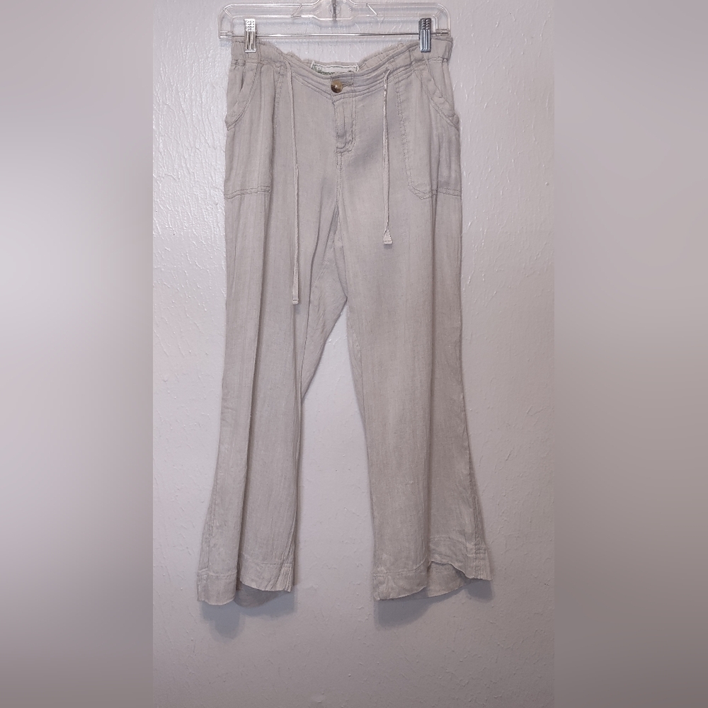 Linen Bamboo Cariloha Boho Coastal Beachy Leisure Women's Pants Size 10